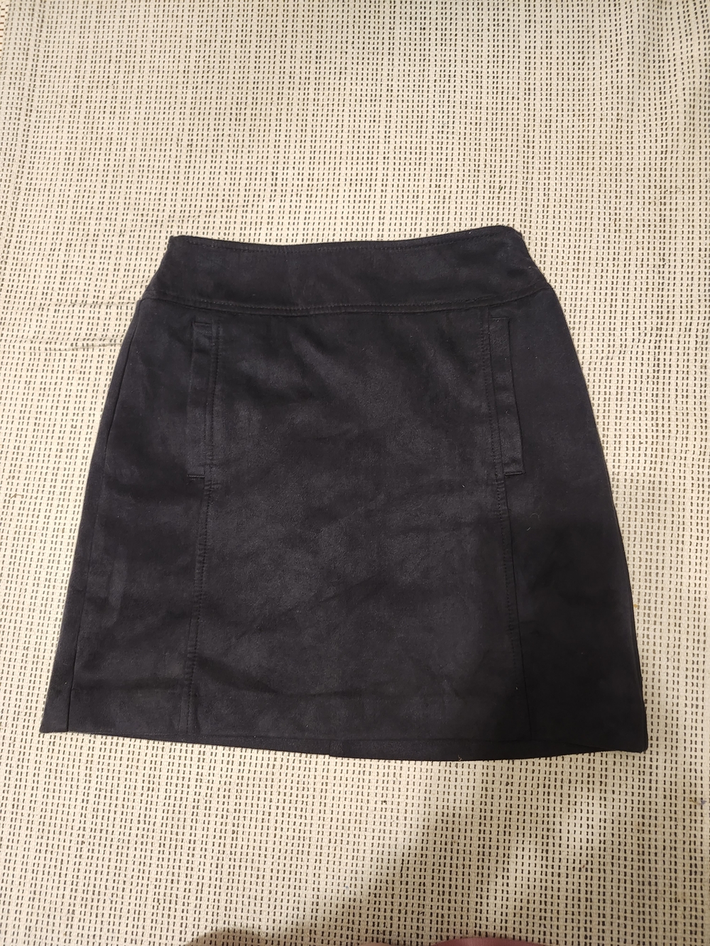 LOFT Navy Blue Faux Suede A-Line Mini Skirt